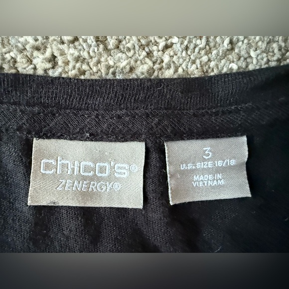 Chicos Top size 3 - XL Zebra embroidered contrasts body top 100% cotton summer - Picture 8 of 9